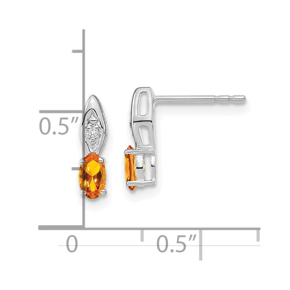 14k White Gold Citrine and Diamond Post Earrings