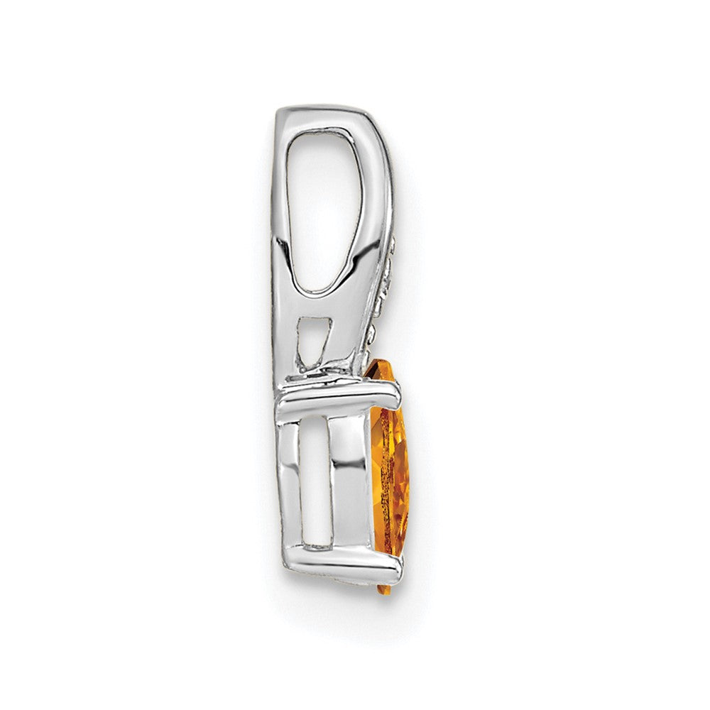 14k White Gold Citrine and Diamond Pendant