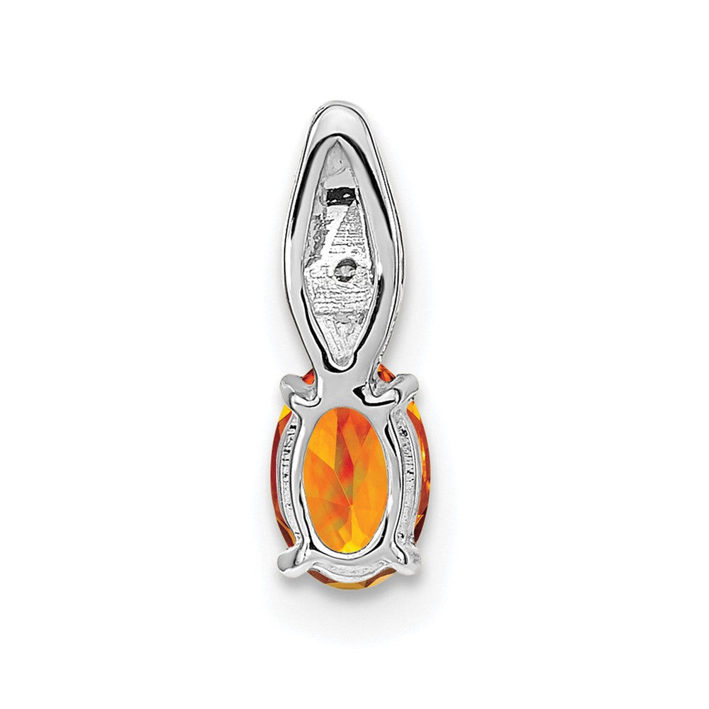 14k White Gold Citrine and Diamond Pendant