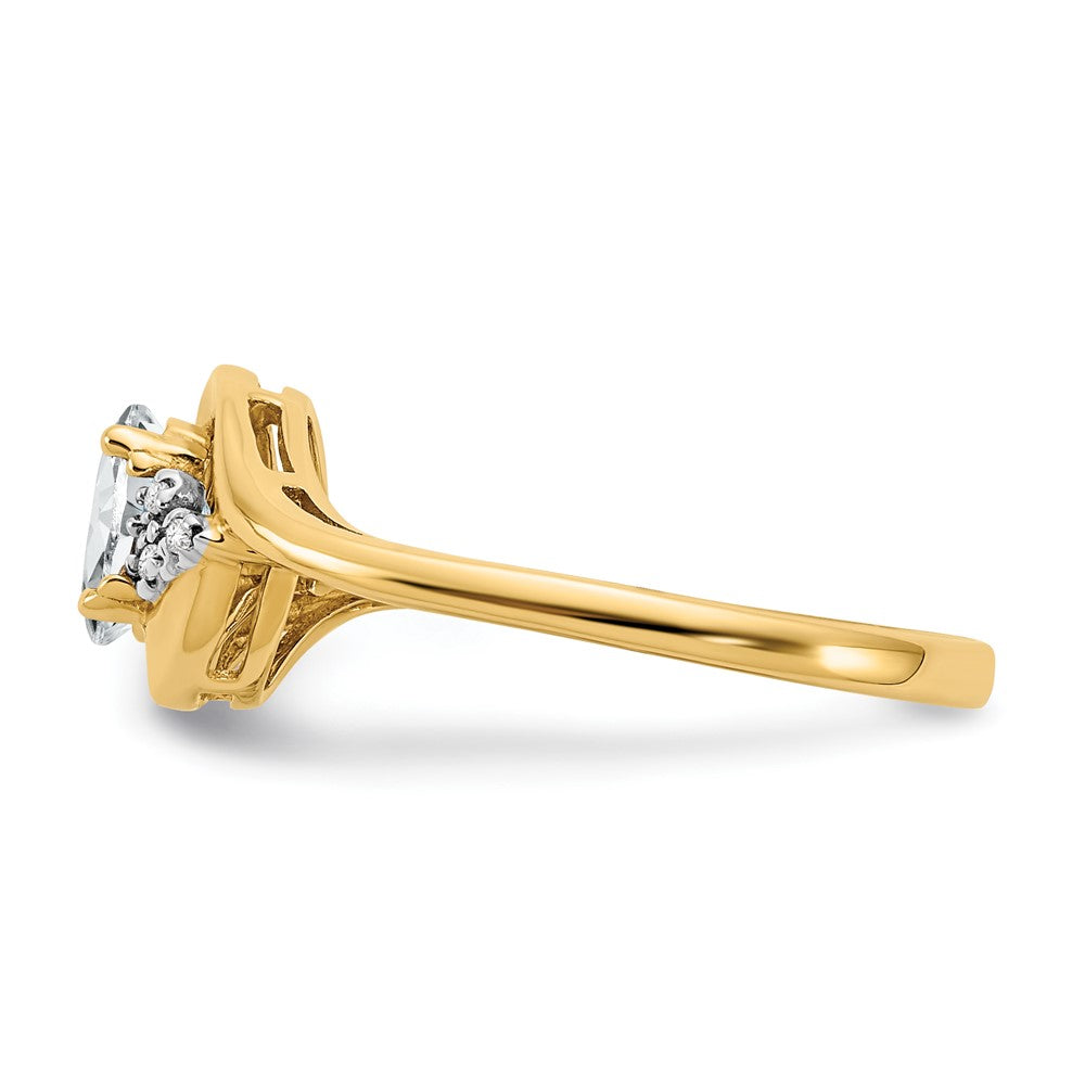 14k Yellow Gold White Topaz and Diamond Ring