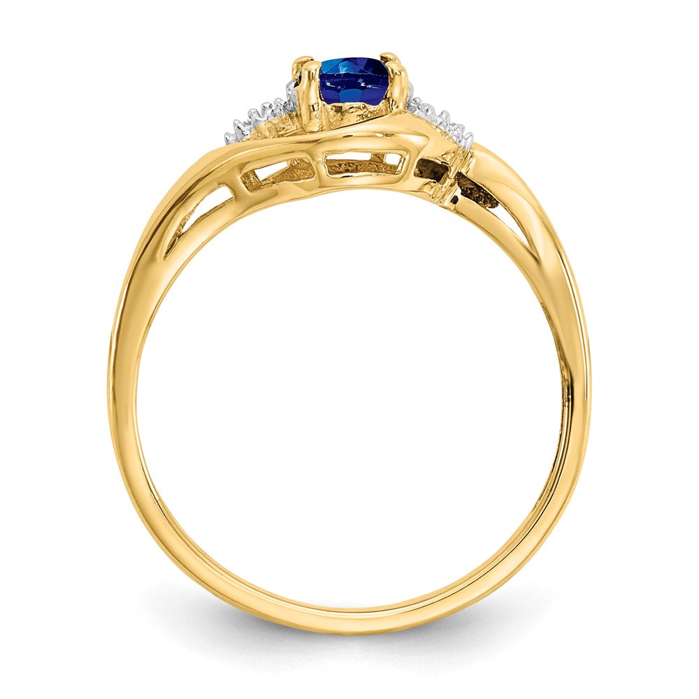 14k Yellow Gold Sapphire and Diamond Ring