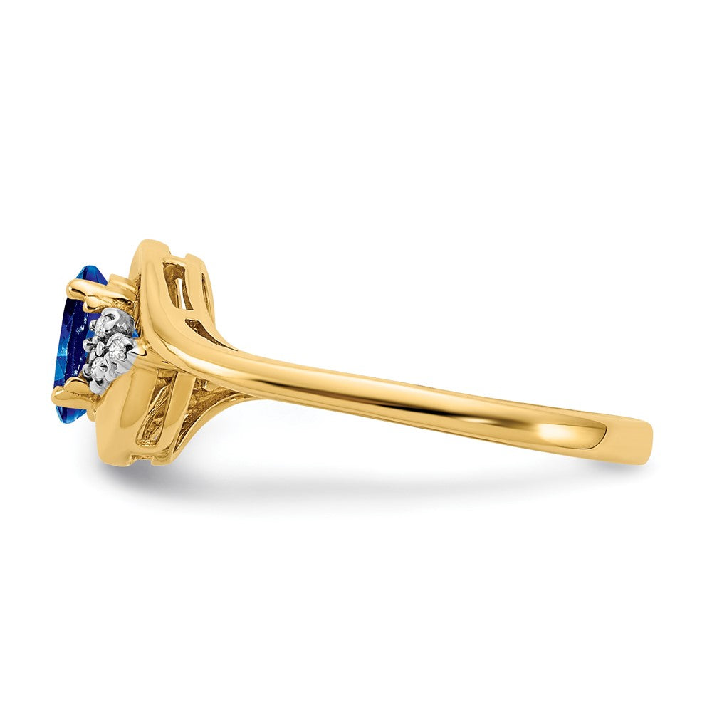 14k Yellow Gold Sapphire and Diamond Ring