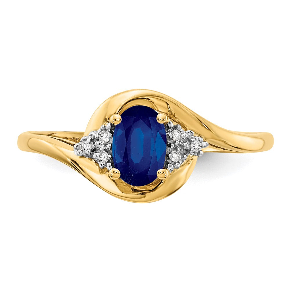 14k Yellow Gold Sapphire and Diamond Ring