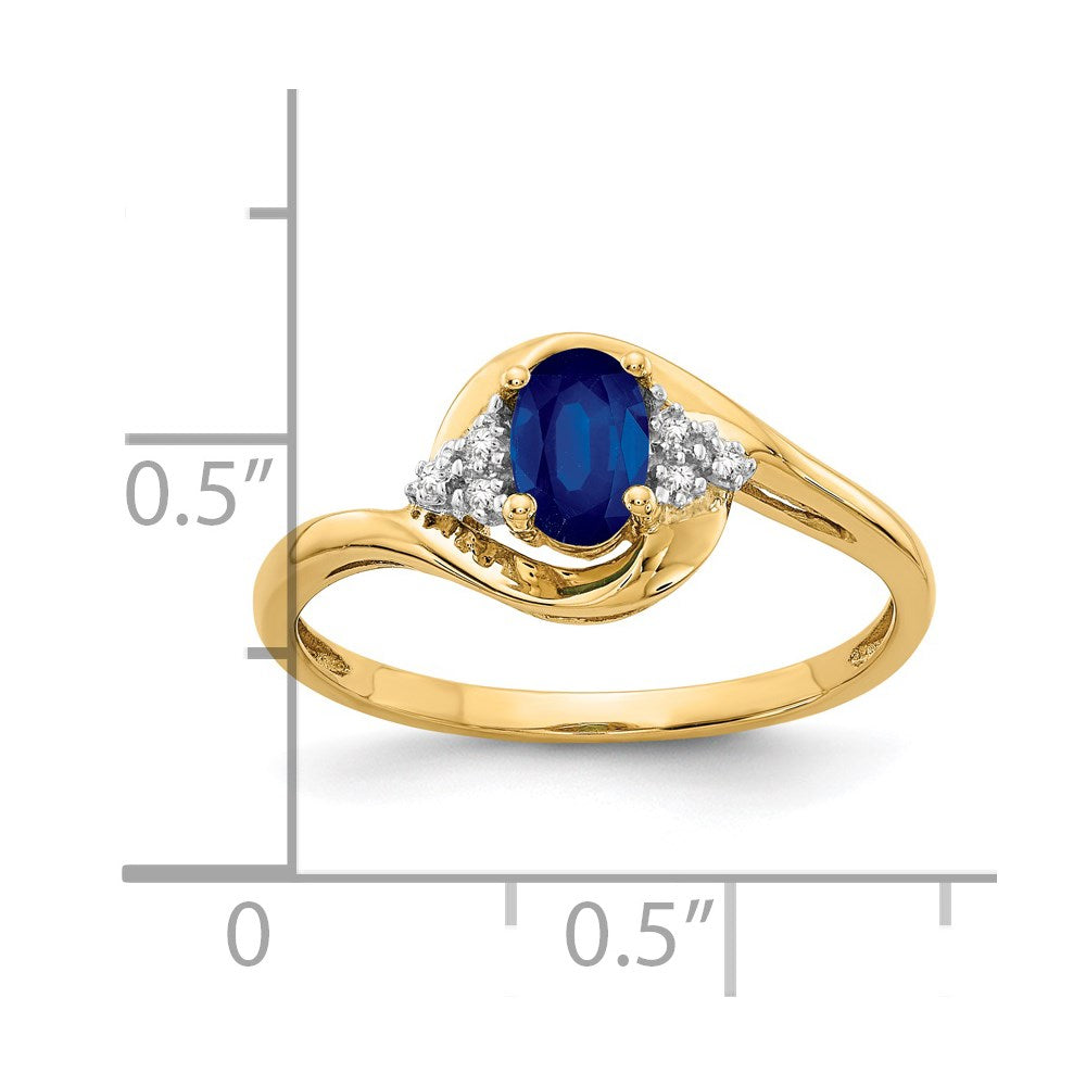 14k Yellow Gold Sapphire and Diamond Ring