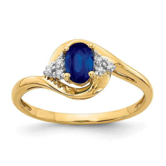 14k Yellow Gold Sapphire and Diamond Ring