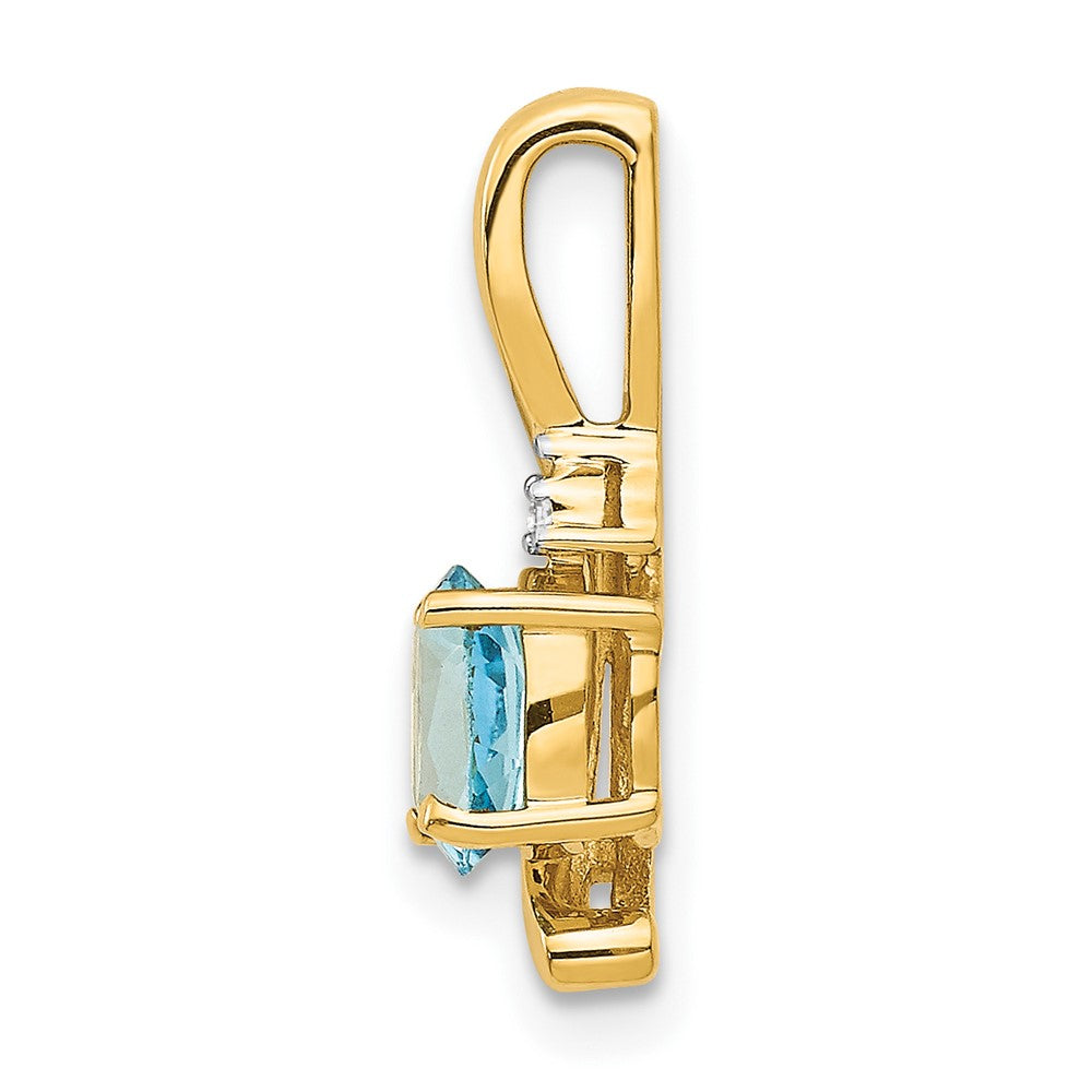 14k Blue Topaz and Diamond Pendant