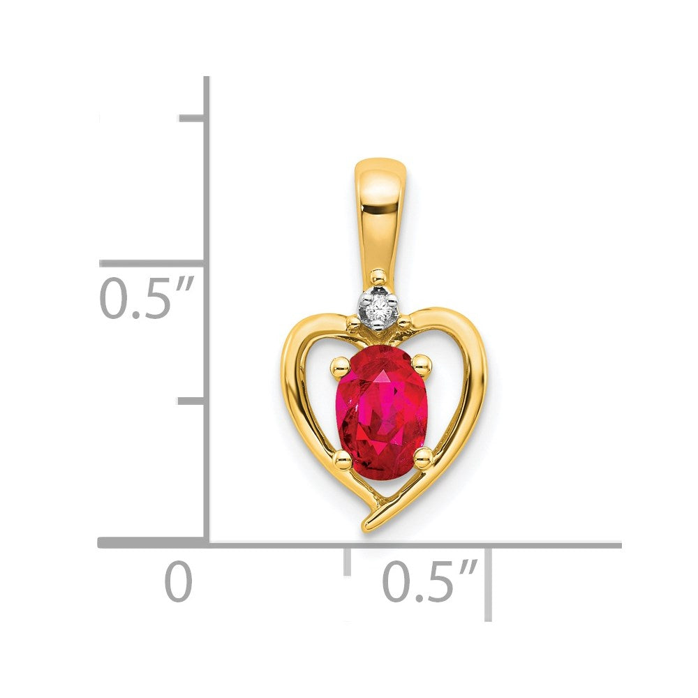 14k Ruby and Diamond Heart Pendant