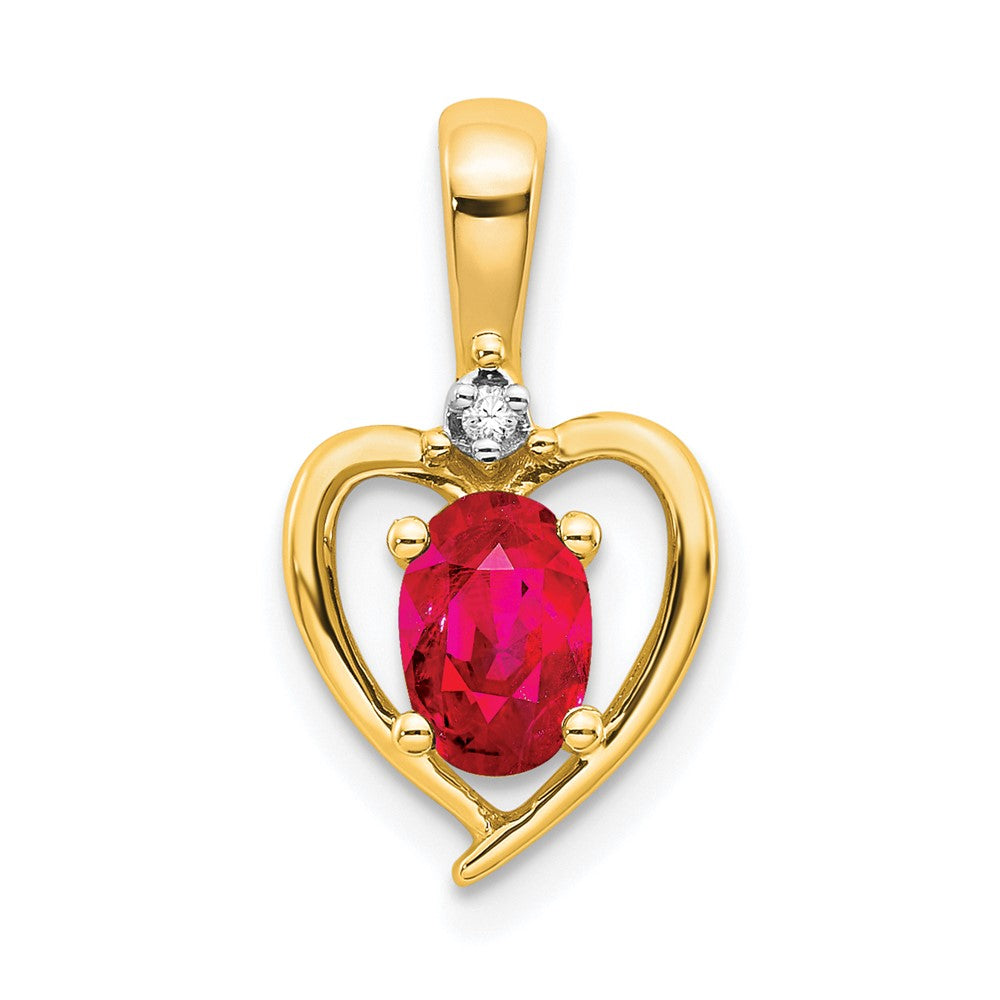 14k Ruby and Diamond Heart Pendant