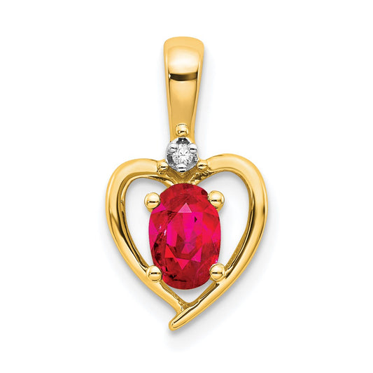 14k Ruby and Diamond Heart Pendant