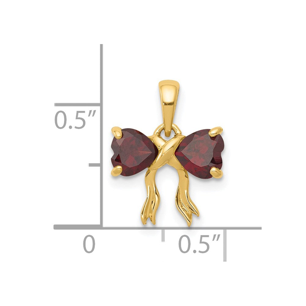 14k Gold Polished Garnet Bow Pendant