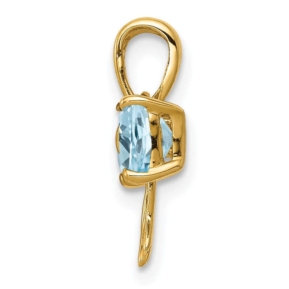 14k Gold Polished Light Swiss Blue Topaz Bow Pendant