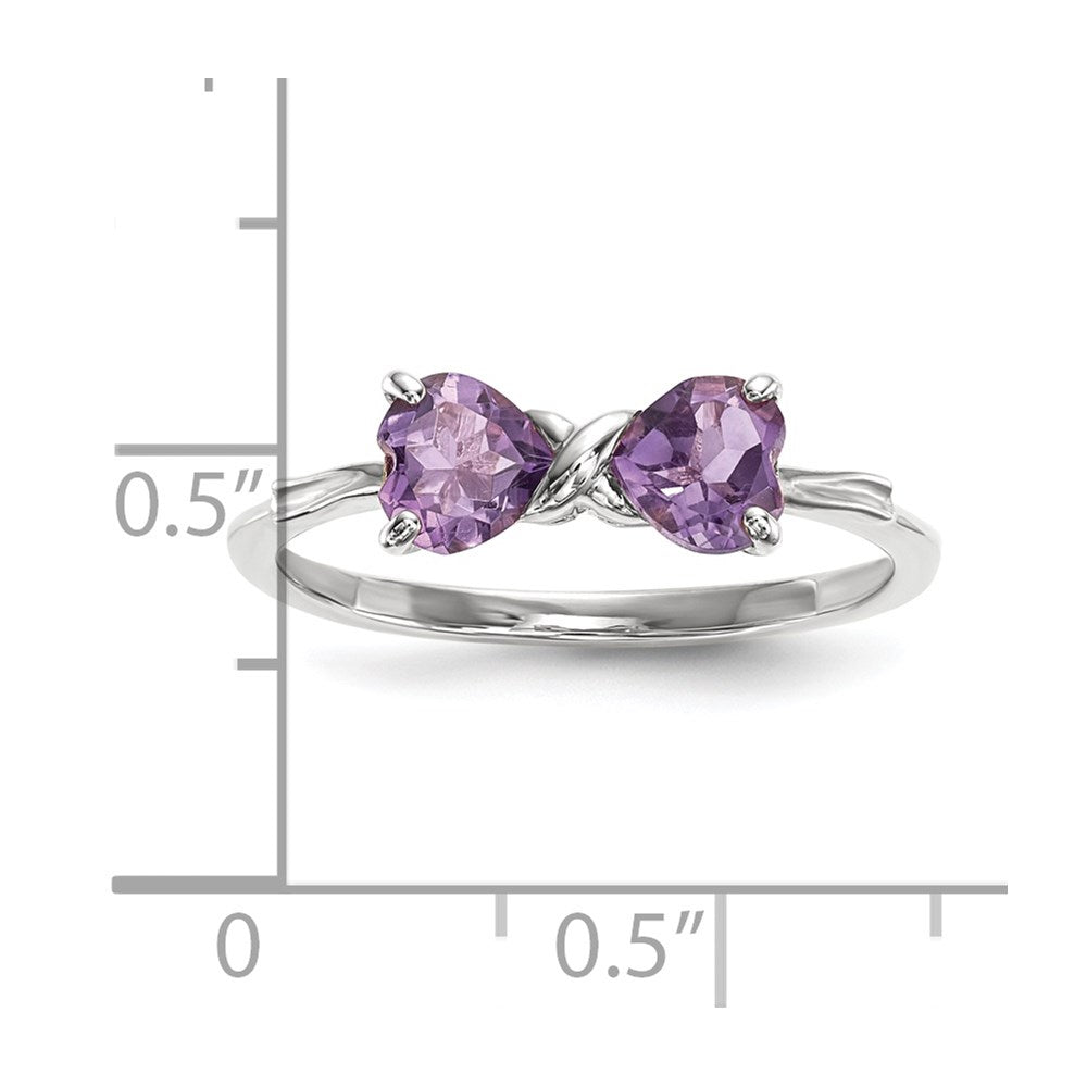 14k White Gold Polished Amethyst Bow Ring