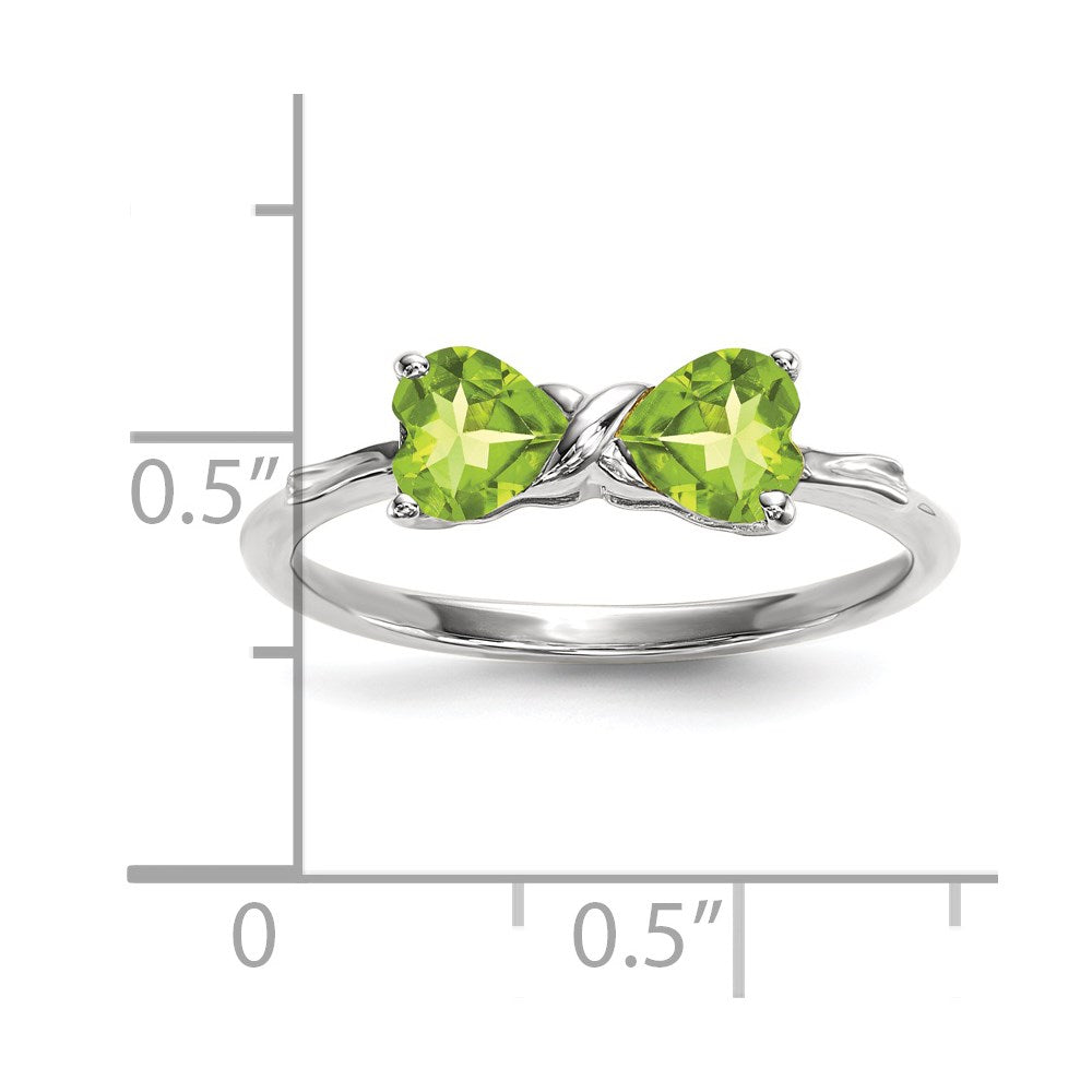 14k White Gold Polished Peridot Bow Ring