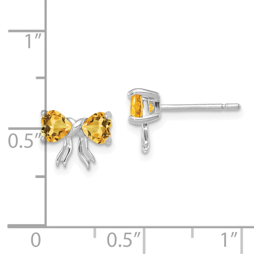 14k White Gold Polished Citrine Bow Post Earrings