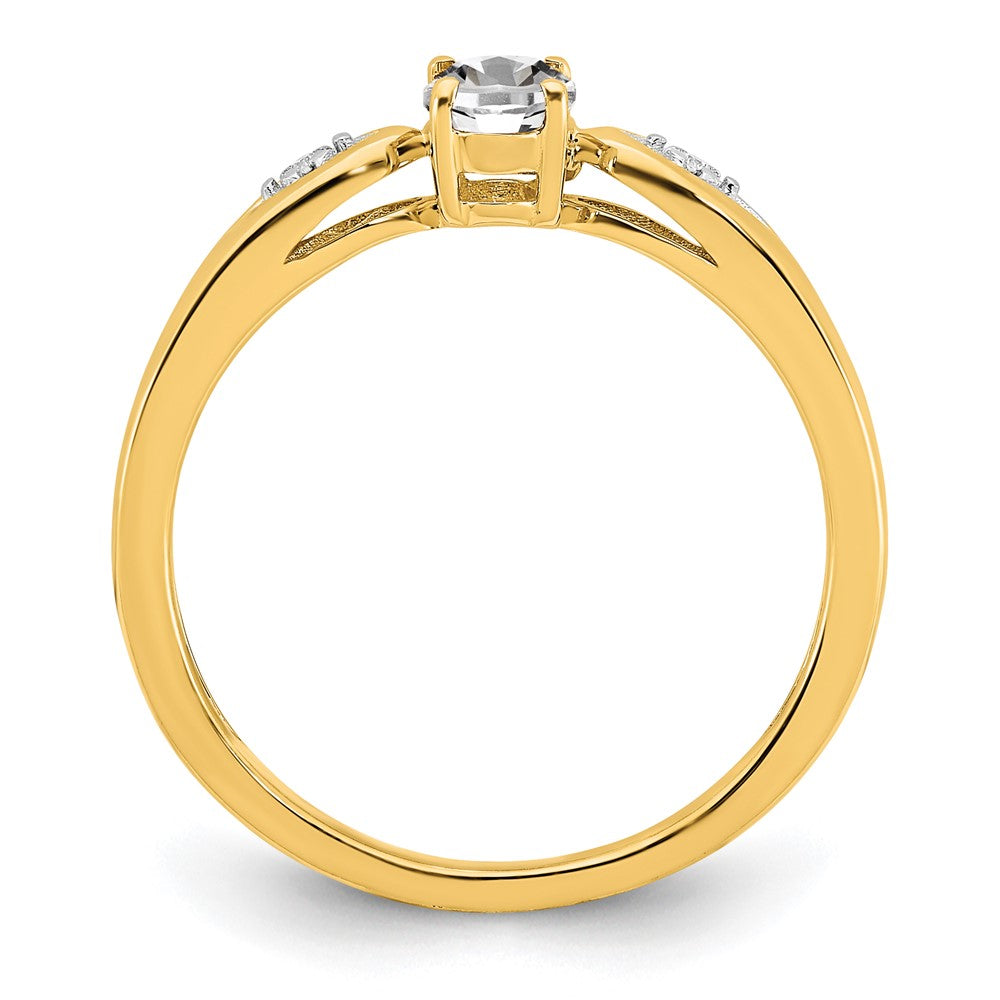 14k Yellow Gold White Topaz and Diamond Ring