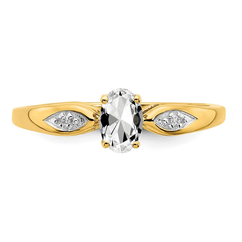 14k Yellow Gold White Topaz and Diamond Ring