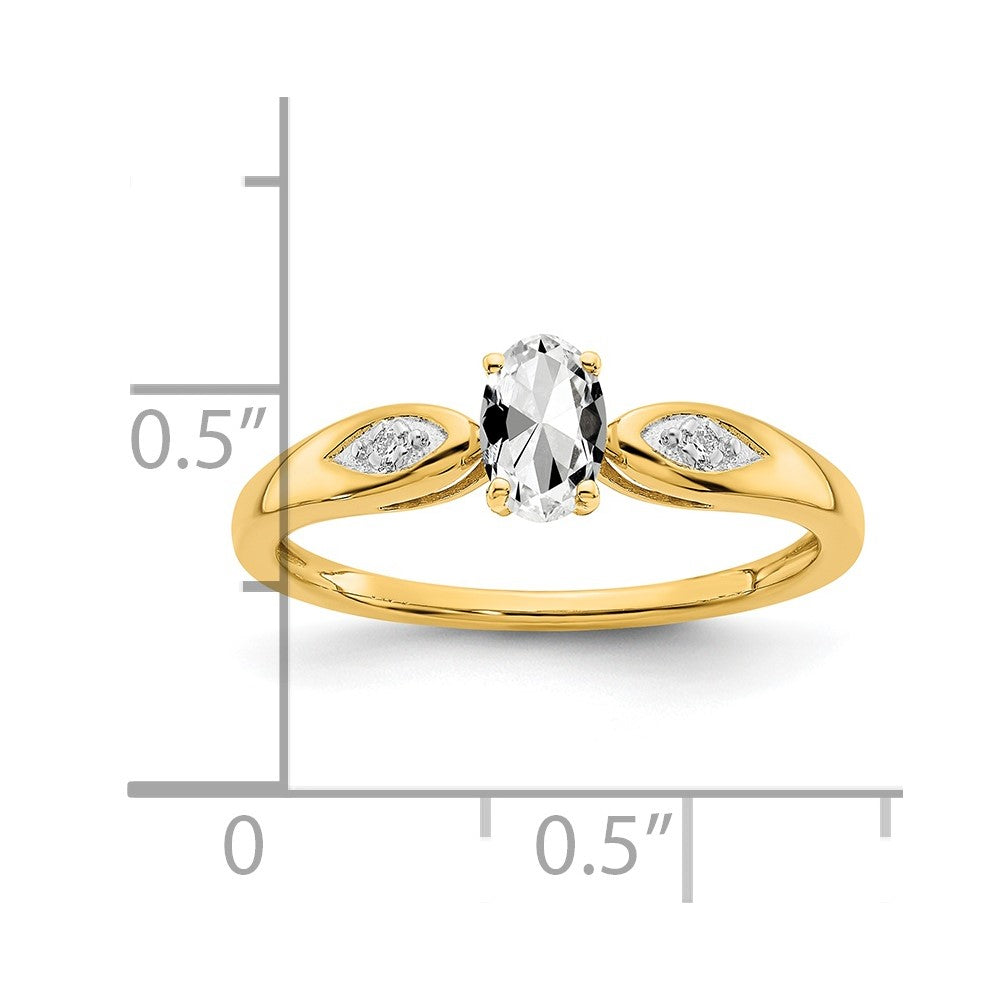14k Yellow Gold White Topaz and Diamond Ring