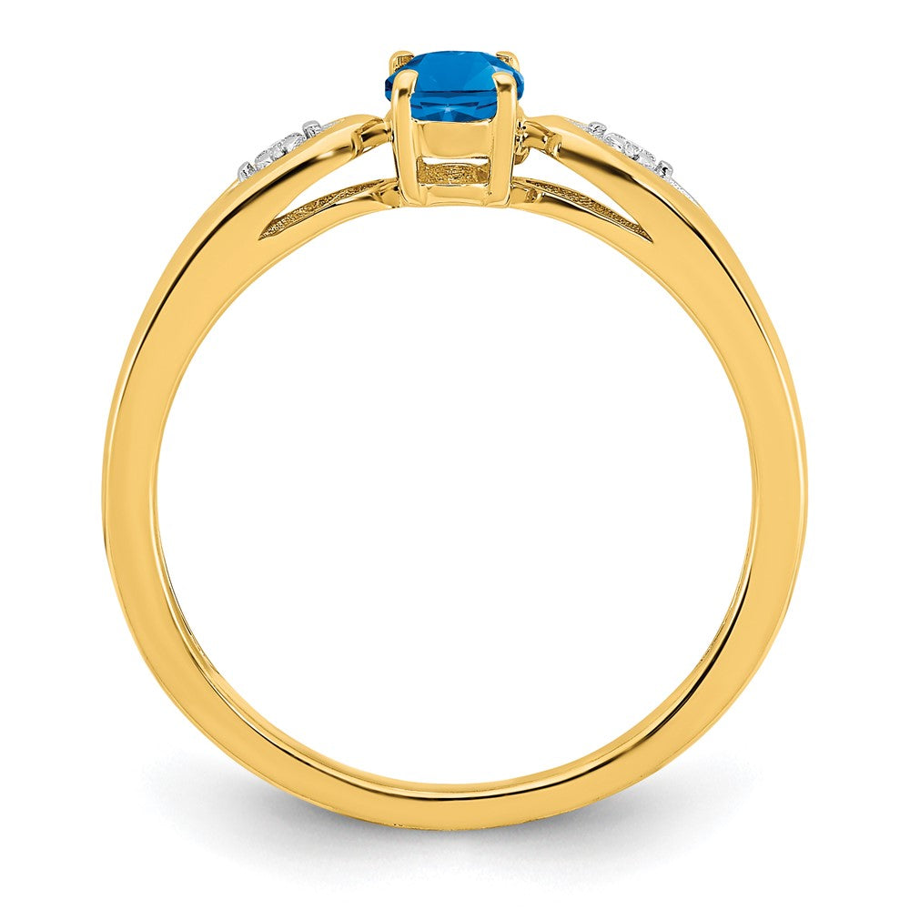 14k Blue Topaz and Diamond Ring