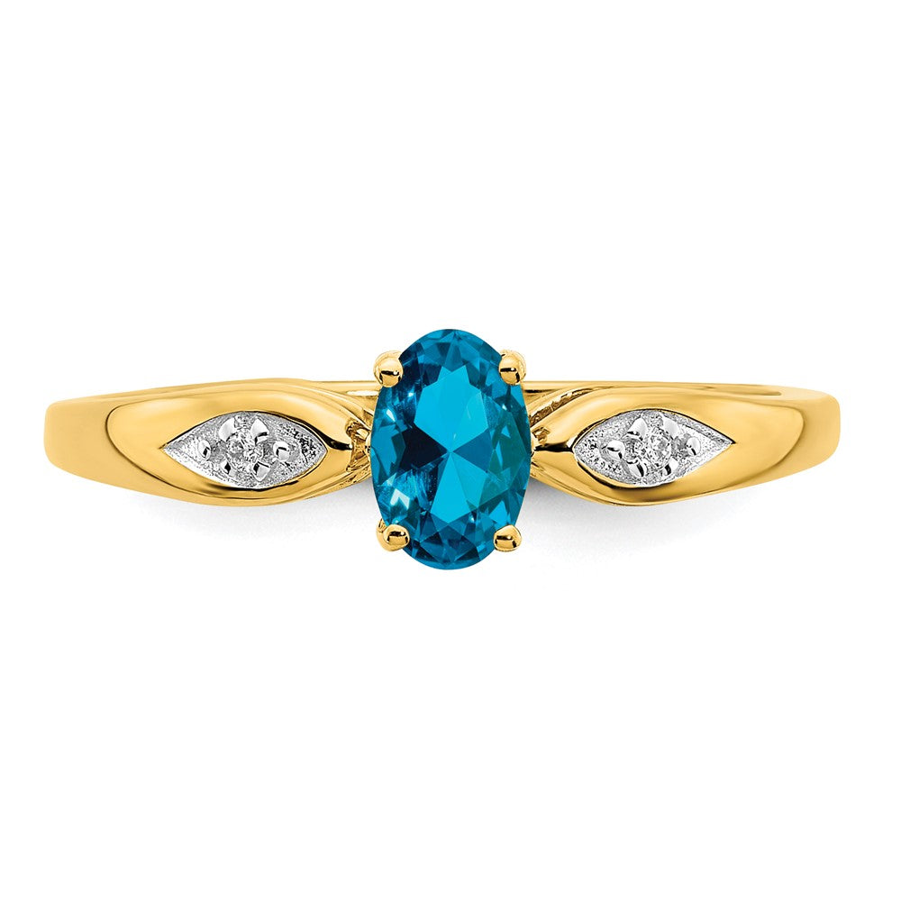 14k Blue Topaz and Diamond Ring