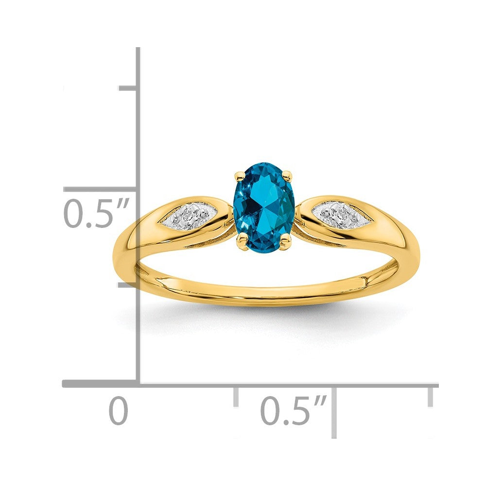 14k Blue Topaz and Diamond Ring