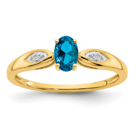 14k Blue Topaz and Diamond Ring