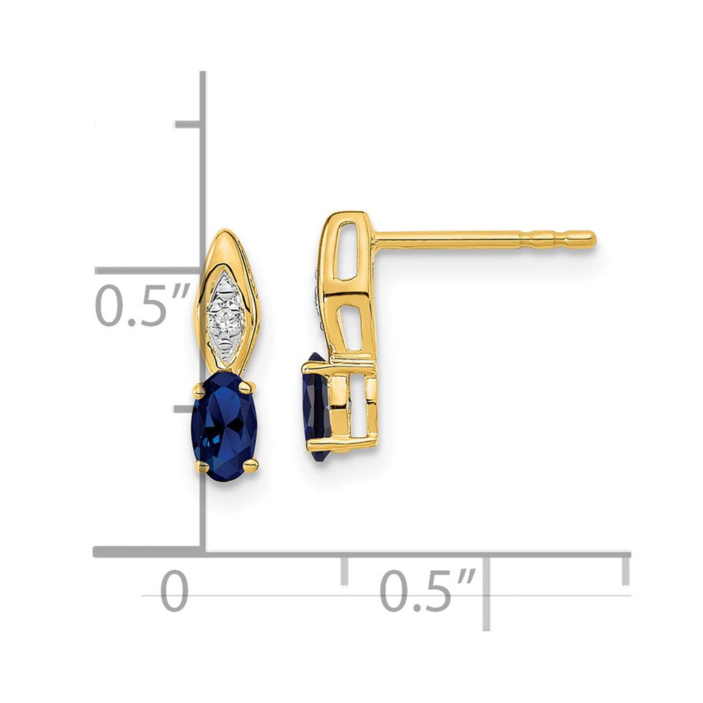 14k Sapphire and Diamond Post Earrings