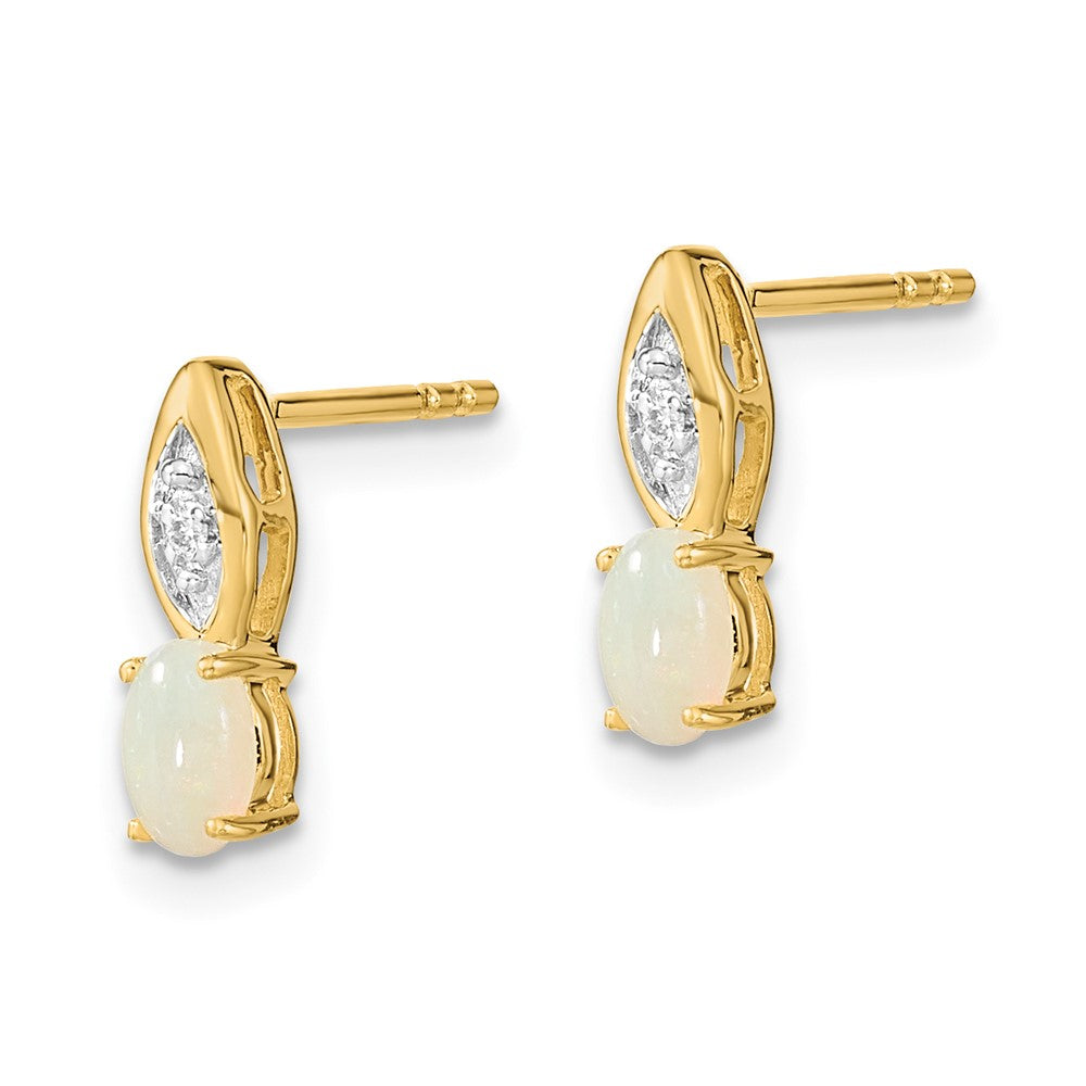 14k Opal and Diamond Post Earrings
