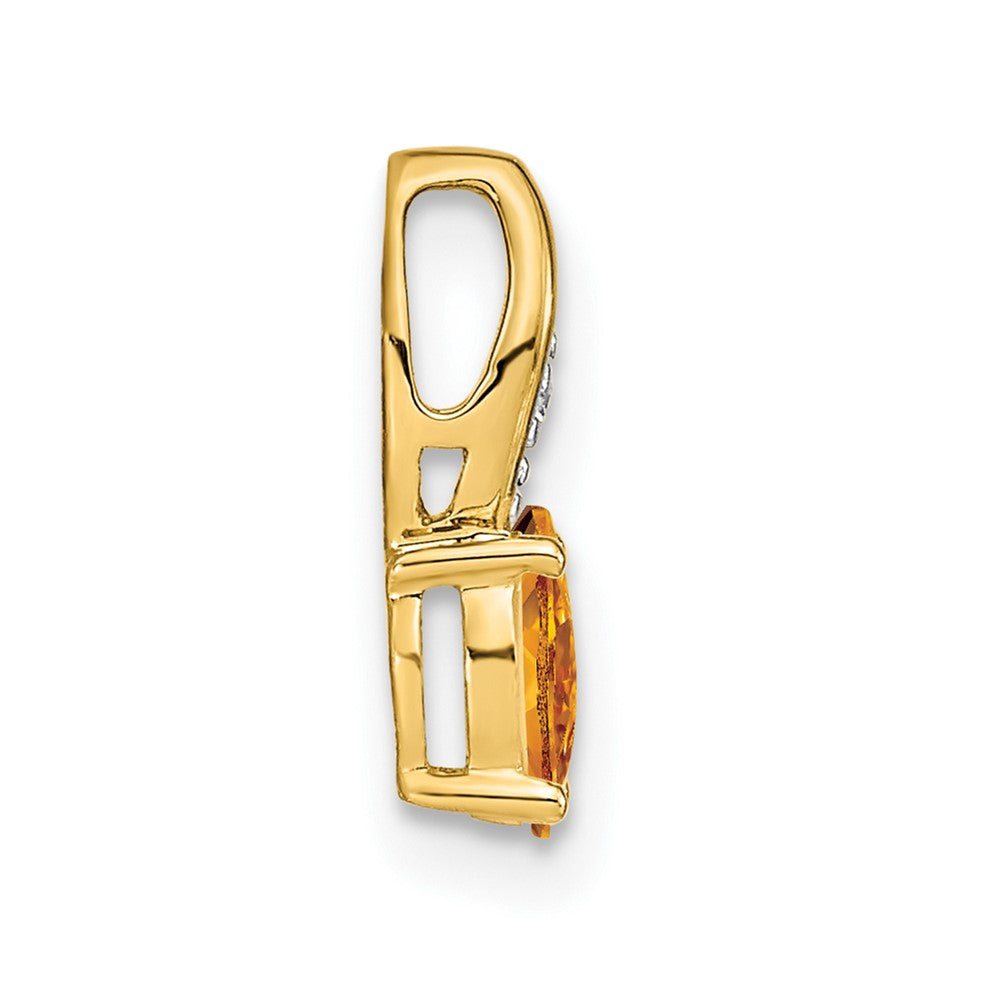 14k Yellow Gold Citrine and Diamond Pendant