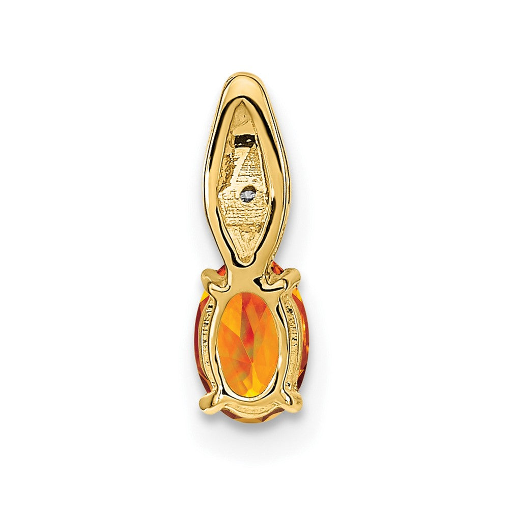 14k Yellow Gold Citrine and Diamond Pendant