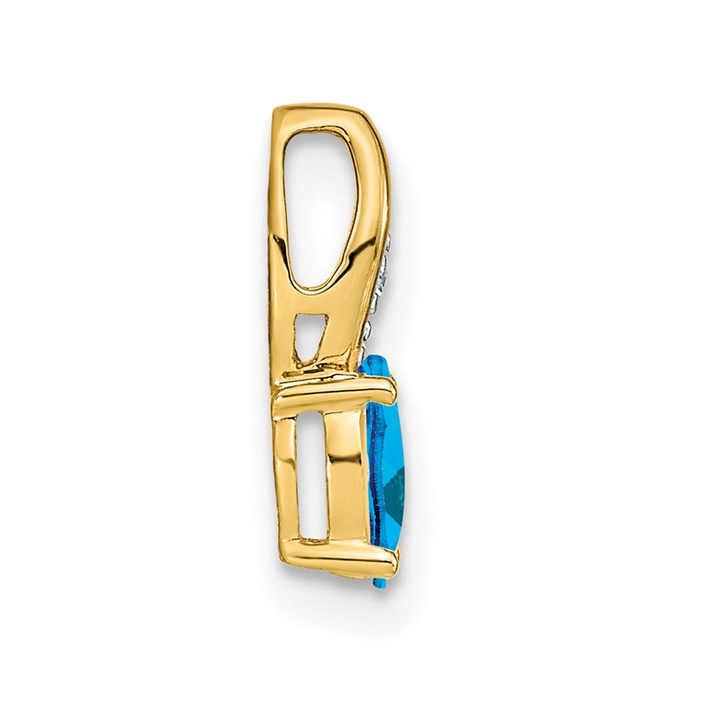 14k Blue Topaz and Diamond Pendant