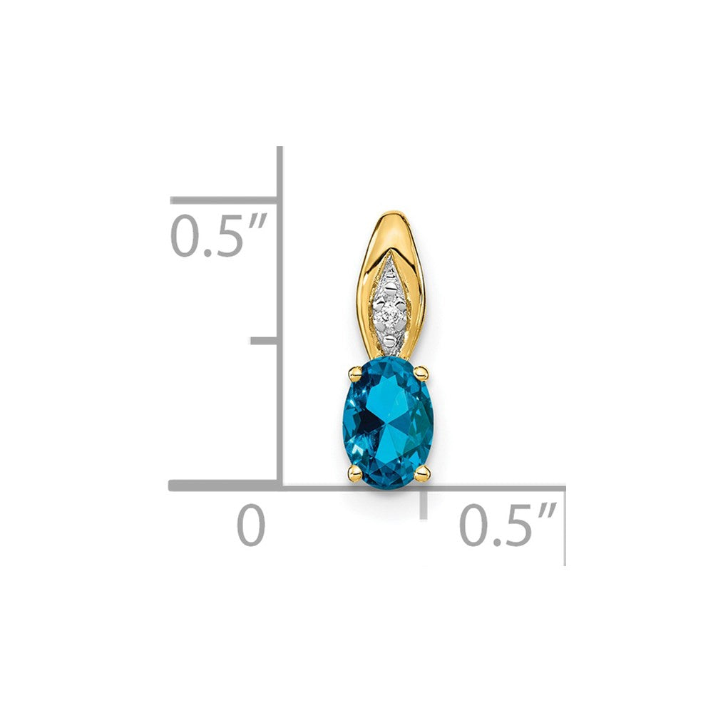 14k Blue Topaz and Diamond Pendant