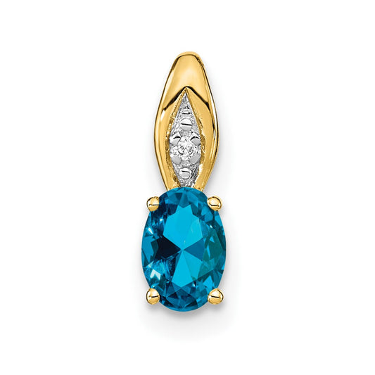 14k Blue Topaz and Diamond Pendant