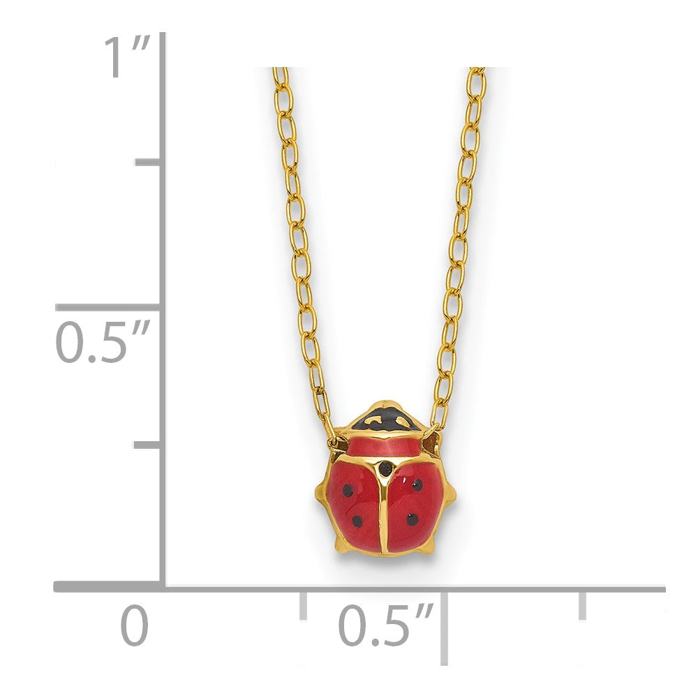 14k Enameled Ladybug 17in with 1in ext. Necklace
