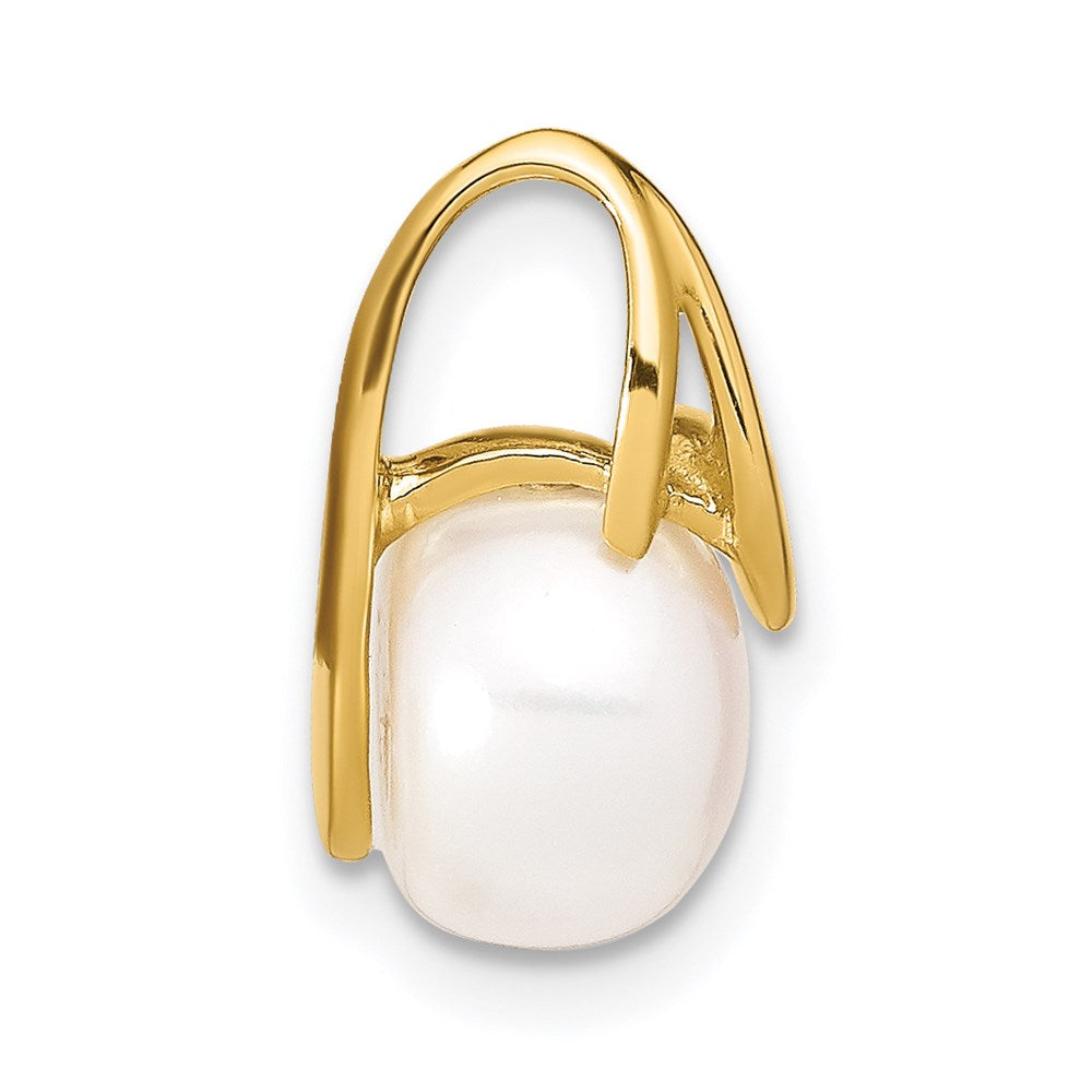 14k 8-9mm White Button Freshwater Cultured Pearl Pendant Slide