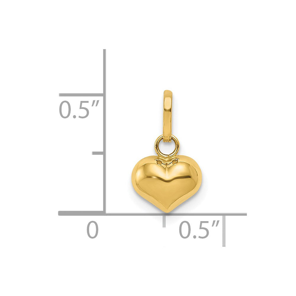 14K Yellow Gold Polished 3-D Puffed Heart Charm