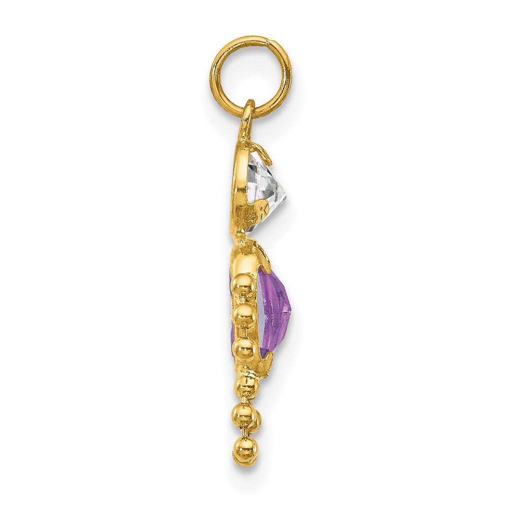 14k Yellow Gold February Boy Birthstone Charm