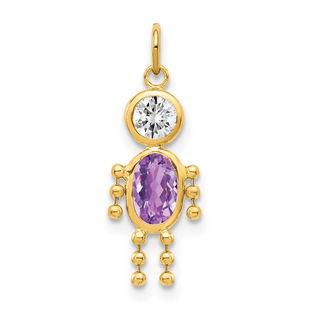14k Yellow Gold February Boy Birthstone Charm
