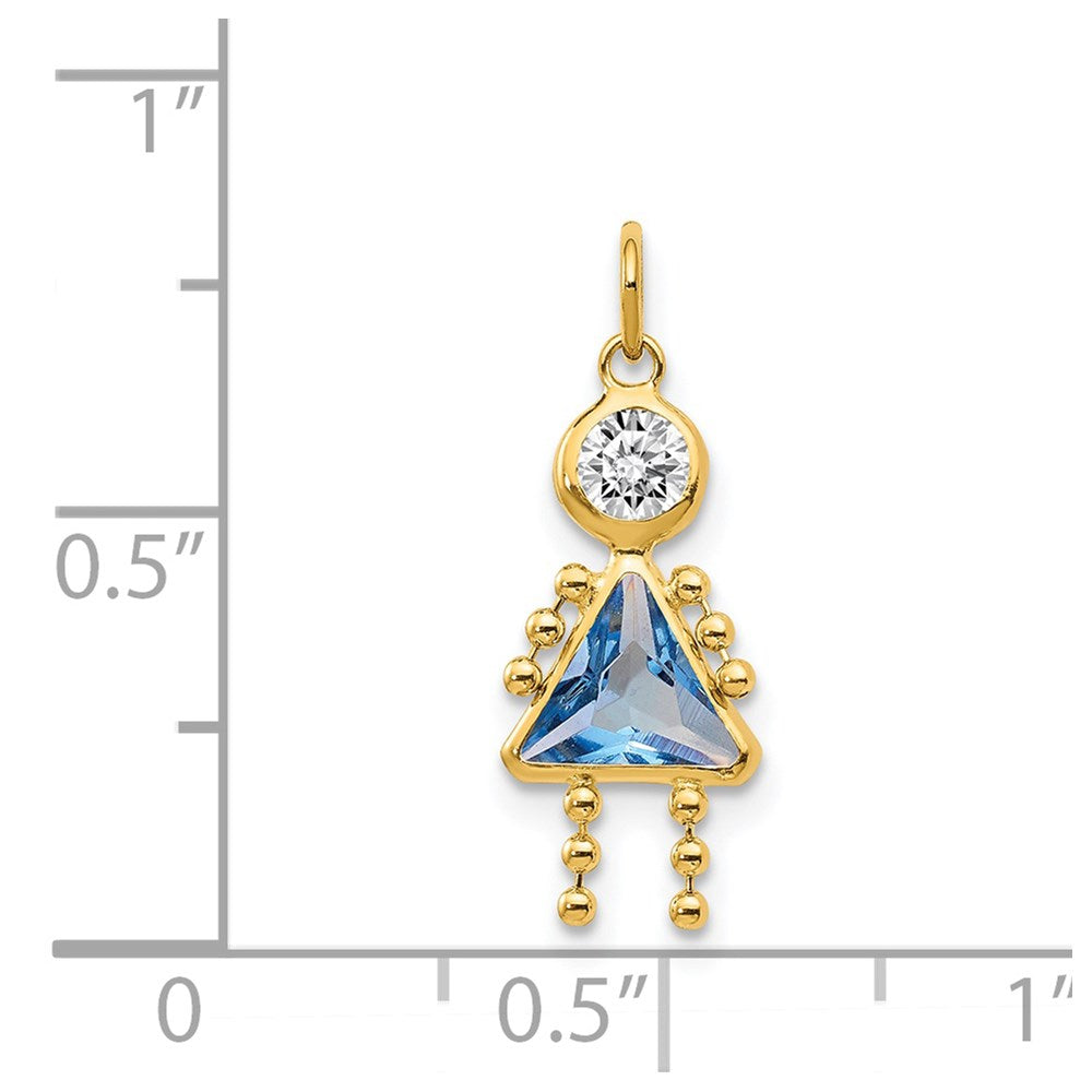 14k Yellow Gold March Girl Birthstone Charm