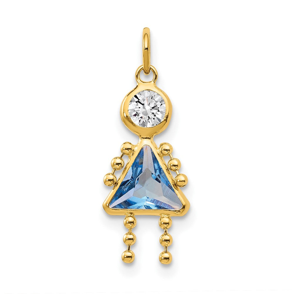 14k Yellow Gold March Girl Birthstone Charm