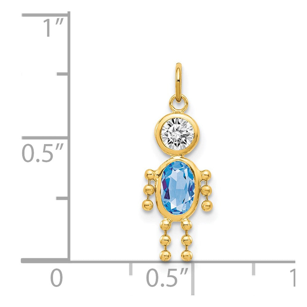 14k March Boy Birthstone Charm