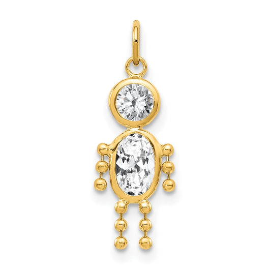 14k April Boy Birthstone Charm