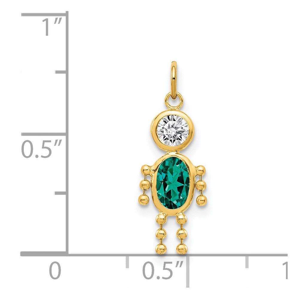 14k May Boy Birthstone Charm