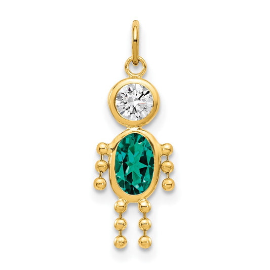14k May Boy Birthstone Charm