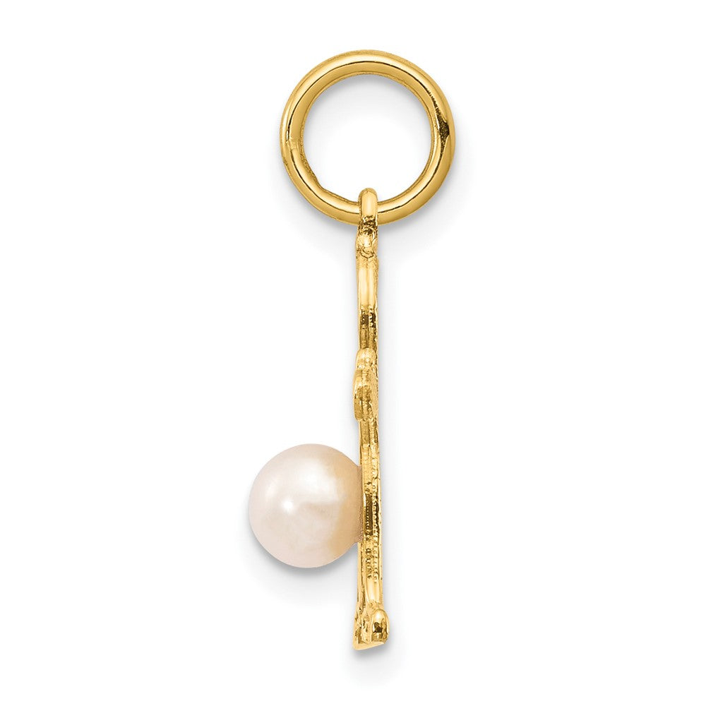 14K Yellow Gold Boy 4mm FW Cultured Pearl-June