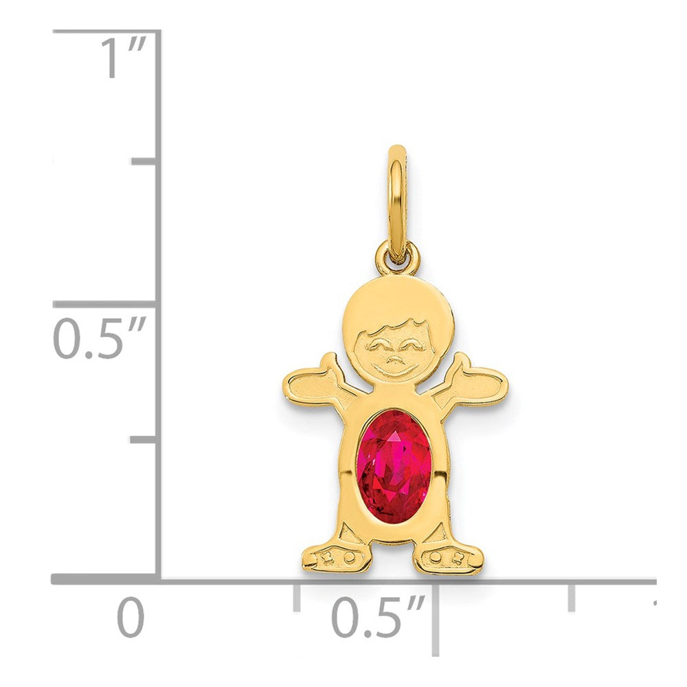 14K Boy 6x4 Oval Genuine Ruby-July