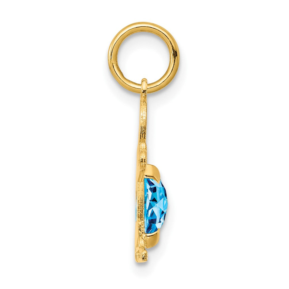 14K Yellow Gold Boy 6x4 Oval Genuine Blue Topaz-December