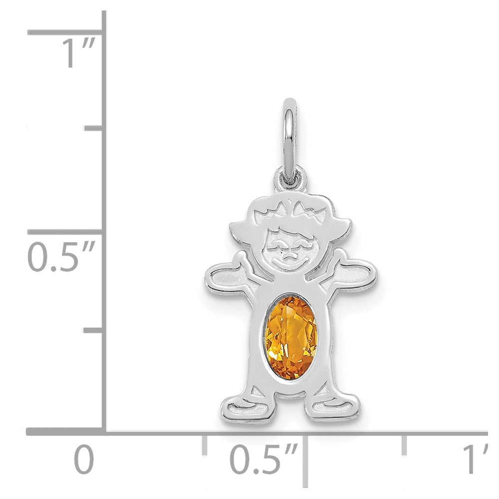 14K White Gold Girl 6x4 Oval Genuine Citrine-November