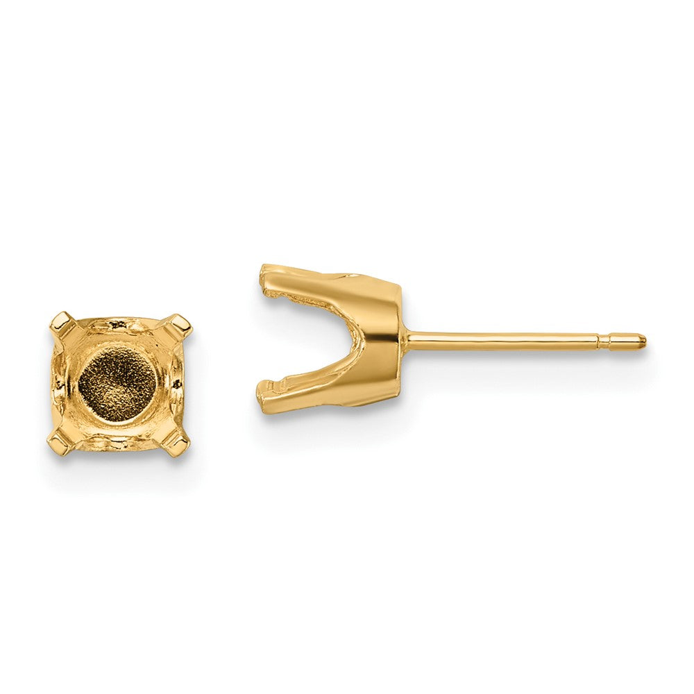 14k Yellow Gold 5.75mm Round Stud Earring Mounting w/backs
