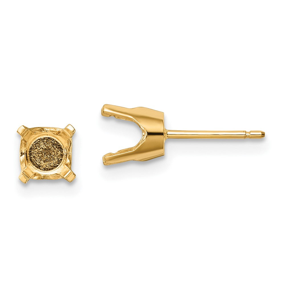 14k Yellow Gold 2.75mm Round Stud Earring Mounting w/backs