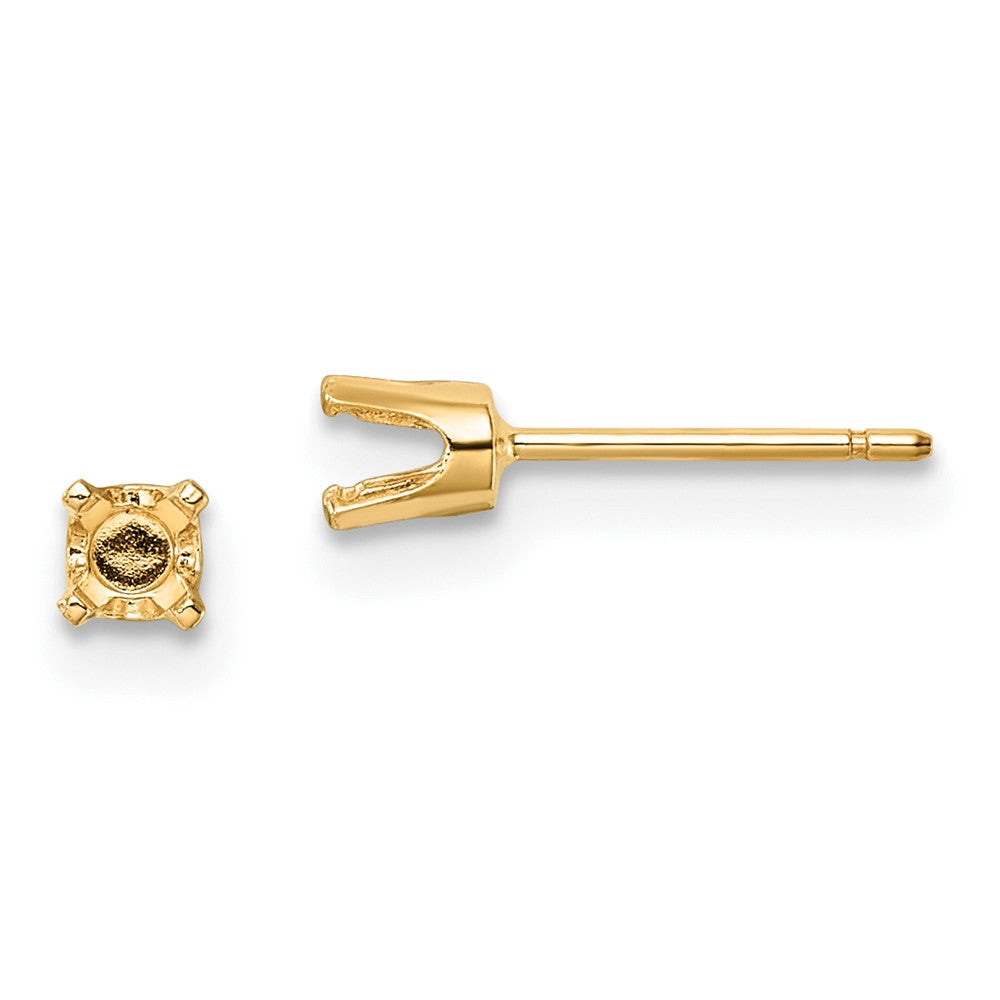 14k Yellow Gold 3.25mm Round Stud Earring Mounting w/backs